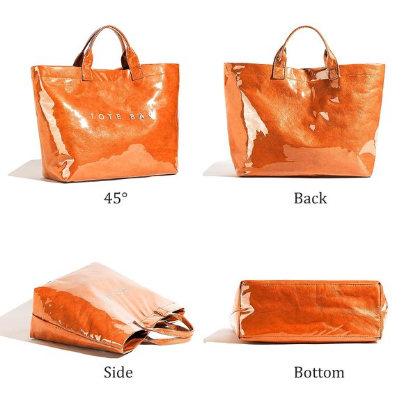 Pvc Tote Bag Letters Print Tote Bag Large Kraft Paper Work Bag Carry :< - Picture 4 of 6